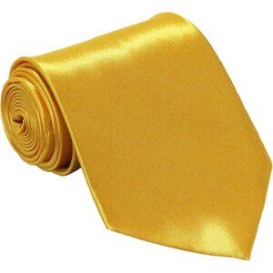 Men's Yellow Solid Pure Color 3.75" Imported Satin Formal Neck Ties